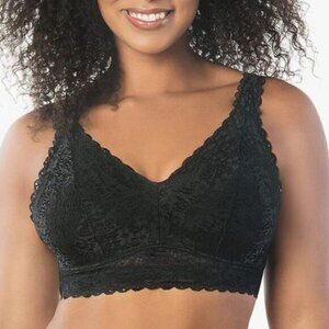 PARFAIT Adriana Black Lace Non-Wired Bralette Longline Bra Sz 36DD